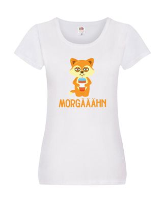 Morgähn | Gähnen | Müde | Morgenmuffel | Fuchs im Bademantel Damen Shirt Schwarz