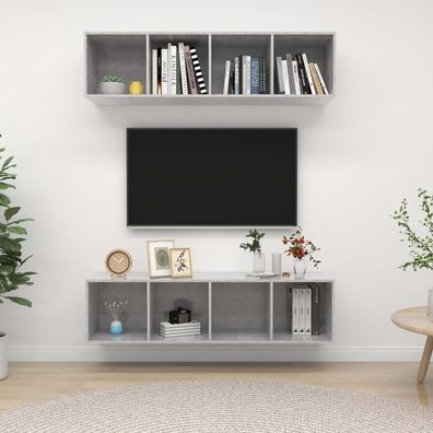vidaXL TV-Wandschränke 2 Stk. Betongrau Holzwerkstoff