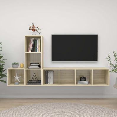 vidaXL 3-tlg. TV-Schrank-Set Sonoma-Eiche Holzwerkstoff