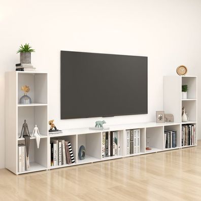 vidaXL TV-Schränke 4 Stk. Weiß 107x35x37 cm Holzwerkstoff