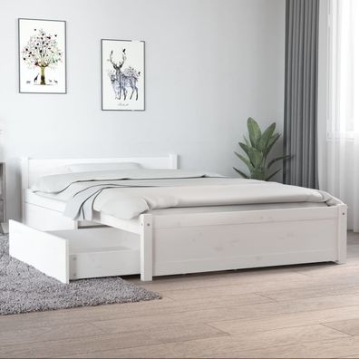 vidaXL Bett mit Schubladen Weiß 120x190 cm