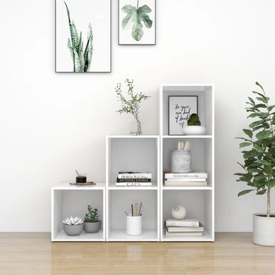 vidaXL 3-tlg. TV-Schrank-Set Weiß Holzwerkstoff