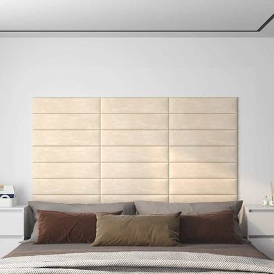 vidaXL Wandpaneele 12 Stk. Creme 60x15 cm Samt 1,08 m²