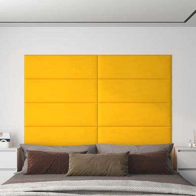vidaXL Wandpaneele 12 Stk. Gelb 90x30 cm Samt 3,24 m²