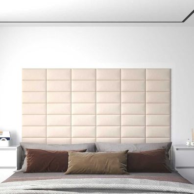 vidaXL Wandpaneele 12 Stk. Creme 30x15 cm Samt 0,54 m²