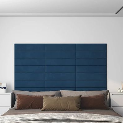 vidaXL Wandpaneele 12 Stk. Blau 60x15 cm Samt 1,08 m²