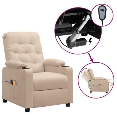 vidaXL Massagesessel Elektrisch Creme Stoff