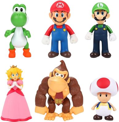 6 Super Mario Figuren - beweglich - 10-15cm groß - Gaming Figuren