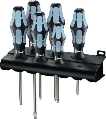 Edelstahlschraubendrehersatz 2224/3350/3355/6 6-tlg. Schlitz/PH/PZD Rundkl.2K