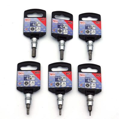 Bit-Einsatz Innensechskant mit Bohrung, Größe 2-7mm, Antrieb 1/4", Sechskant Bits