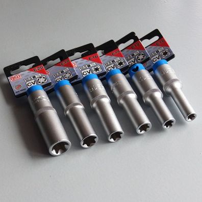 Steckschlüssel Einsatz E-Profil Außen Torx, tief, Antrieb 12,5 mm (1/2") E10-E20