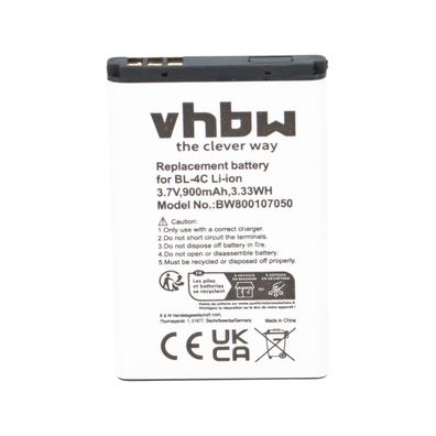 Handy-Akku 3,7V 900mAh passend für BBK BL-4C/kompatible Mobilgeräte
