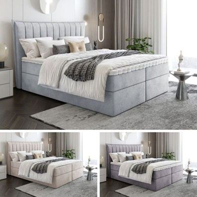 Boxspringbett Bett Doppelbett LUNA mit Bonell-Matratze + 2 Bettkästen , H3