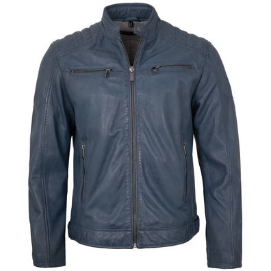 Deercraft - Herren Lederjacke Lammnappa blau