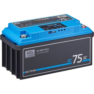 ECTIVE DC 75SC GEL Deep Cycle PWM-Ladegerät LCD-Anzeige 75Ah Versorgungsbatterie
