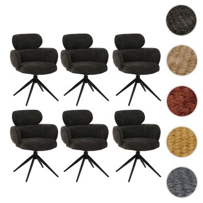 6er-Set Esszimmerstuhl HWC-O77, Stuhl drehbar Auto-Return Stoff 310g/m² Chenille