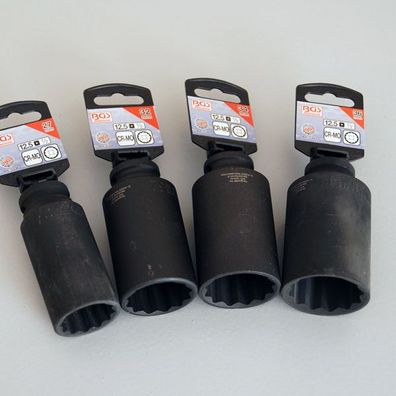 Kraftnuss Zwöfkant Vielzahn Steckschlüsseleinsatz tief, Antrieb 1/2", SW 21-46mm
