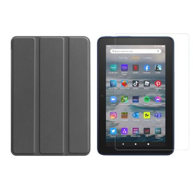 2in1 Set für Amazon Kindle Fire 7 12. Gen. 2022 7 Zoll Schutzhülle + Schutzglas