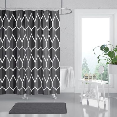 Duschvorhang 180x200cm Wasserdicht Badewannenvorhang Anti Schimmel mit Ringe