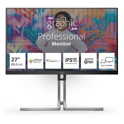 AOC Q27U3CV - Graphic Pro Series - LED-Monitor - 68.6 cm (27") - 2560 x 1440 QH... ->