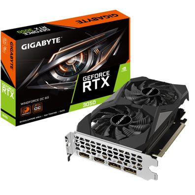 Gigabyte GeForce RTX 3050 WindForce OC 6GB GDDR6 Grafikkarte 2xHDMI, 2xDP