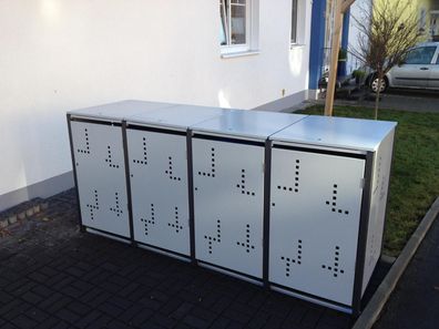 Mülltonnenbox 4er Klappdach (120L + 240L) Müllbox aus Metall