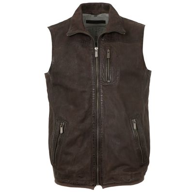 Deercraft - Herren Lederweste Lammnubuk dunkelbraun
