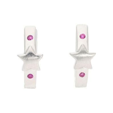 Kindercreolen Silber 925 Zirkonia Pink, Stern JL20-06-1248 made in Germany