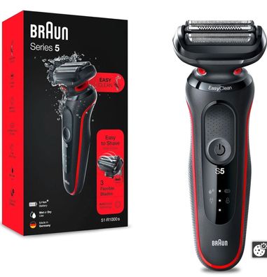BRAUN Series 5 51-R1000s Akku Nass- Trockenrasierer kabellos schwarz/rot