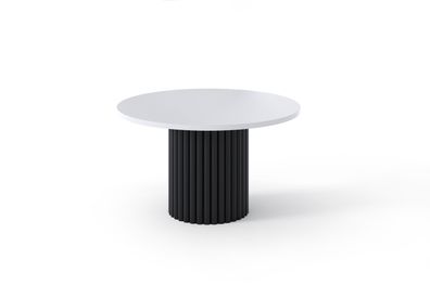 BETTSO Eleganter VIRELO-Tisch mit schwarzem Untergestell und weißer Platte