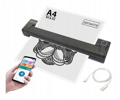 Tragbarer Mini-Thermodrucker für Tattoos Dokumente Fotos A4 Zenwire TP-820
