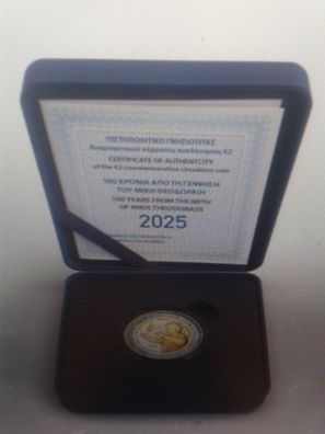 2 euro 2025 PP Griechenland Theodorakis 2€ 2025 Griechenland Mikis Theodorakis PP VVK