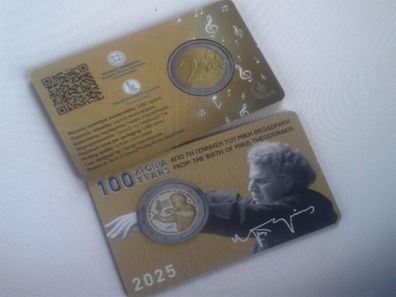 2 euro 2025 Griechenland Theodorakis 2€ 2025 Griechenland Mikis Theodorakis coincard