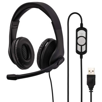 USB PC Office Headset HS-USB300 Stereo Schwarz