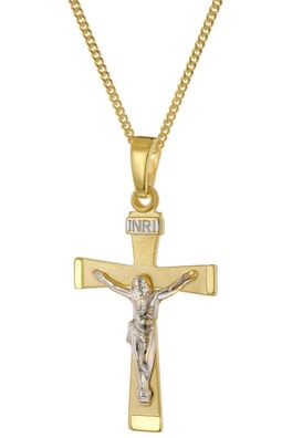 trendor Schmuck Kruzifix-Anhänger 22 mm mit Kette 925 Silber vergoldet 28744