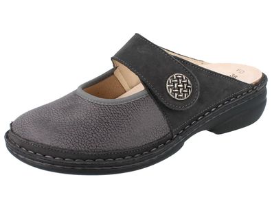FINN Comfort Finnstretch Asinara Damen Clog dunkelgrau Nubuk Stretchcamo
