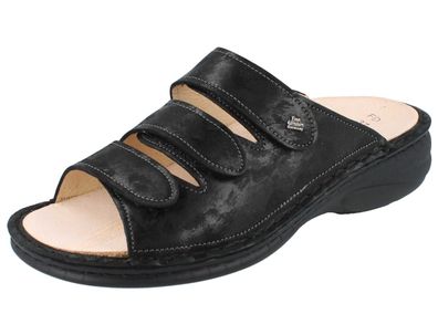 FINN Comfort Hellas Damen Pantolette Hausschuhe schwarz nero Nubukleder