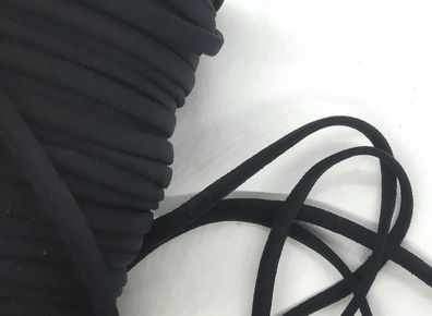 1m X 5mm X 3mm Gummikordel oval soft matt Starker Zug für Haargummis Schwarz