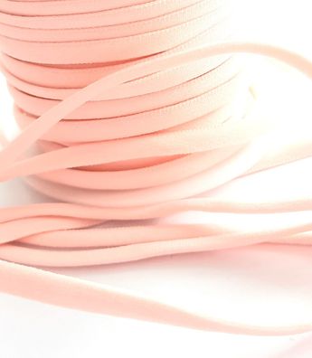 1m X 5mm X 3mm Gummikordel oval soft matt Starker Zug für Haargummis Rosa