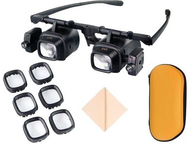 Profi LED Stirnlupe Kopflupe Lupenbrille Licht Lupe Brillenlupe 09210