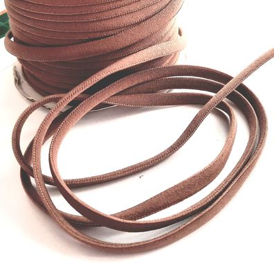 1m X 5mm X 3mm Gummikordel oval soft matt Starker Zug für Haargummis Kakaobraun