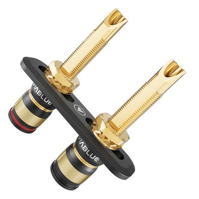 Viablue T8 / HighEnd Polklemmen mit Rotation Protect / 1 Paar / 24k / Alu-Gehäuse