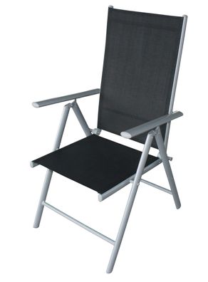 Klappsessel 4er-Set 56x65,5 cm Aluminium Grau Textilene Schwarz