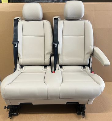 Original Mercedes Benz W447 Vito/V-Klasse 2er Sitzbank Kunstleder mit Armlehne Beige