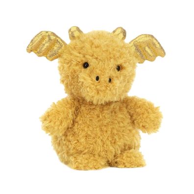 JellyCat. Kleiner Drache Gold Lockiges Haar Gefulltes Tier Pluschtier Spielzeug