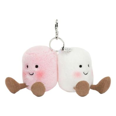 2PCS Jelly Cat Amuseable Pink & White Marshmallows Brand New Keyrings Keychain