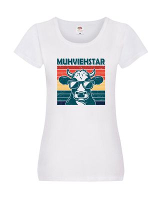 Muhviehstar | Kuh | Landwirt | Kuh mit Brille Damen Shirt Weiß