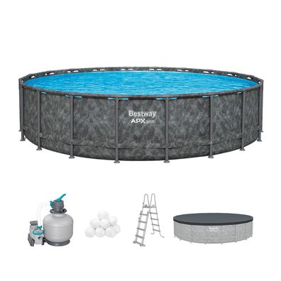APX365™ Winterfestes Frame Pool Komplett-Set mit Sandfilteranlage Ø 610 x 132 cm,