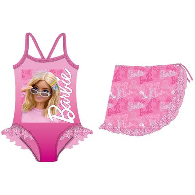Barbie Kinder Badeanzug mit Sarong Badebekleidung
