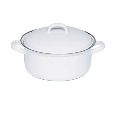Riess Classic Weiss Casserole avec couvercle 20cm/13,6 cm h émail induction